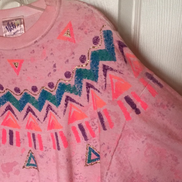 Vikki's Designs Vintage Cotton Top Long Sleeve Pink Hand Painted - Picture 9 of 11